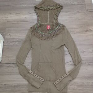 Free People Knit Sweater with Embroidery